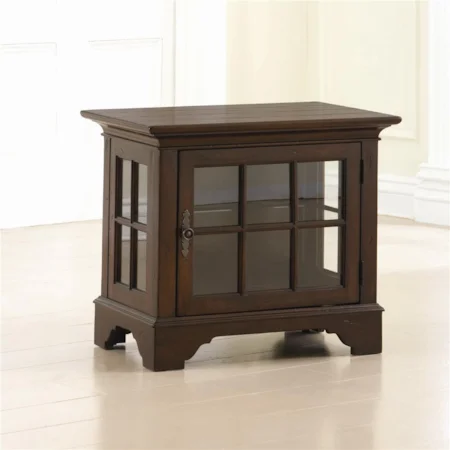 Chairside Curio End Table w/ Glass Panel Doors