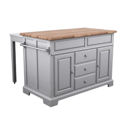 Kitchen Island with Butcher Block Top and Enclosed Storage