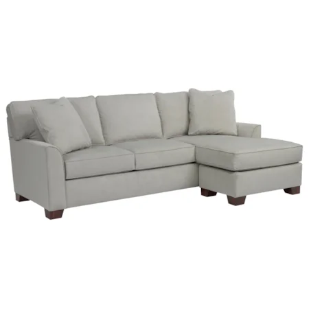 Flared Arm Chaise Sofa w/ Movable Ottoman