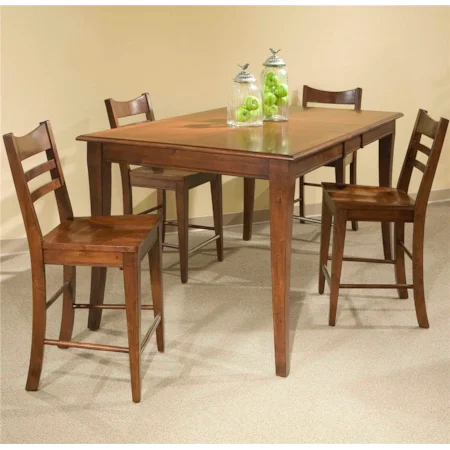 Rectangular Counter Table w/ 36-Inch Sabre Legs & 4 Slat Back Counter Stools