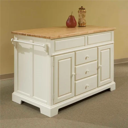 Butcher Block Top Kitchen Island with Pullout Table Extension
