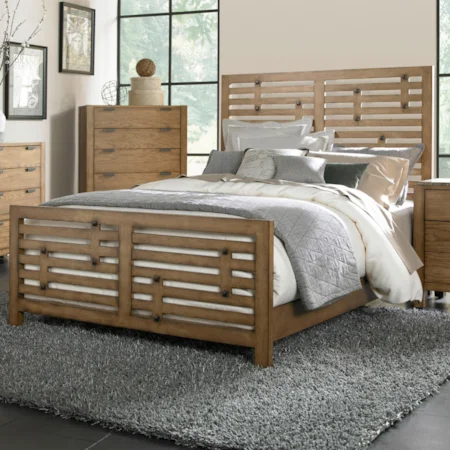 King Lattice Bed with Slat Headboard & Footboard