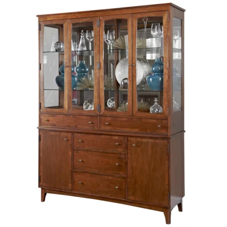 China Cabinet with 4 Glass Doors and Silverware Tray