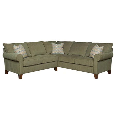 Transitional Sectional Sofa with Rolled Arms