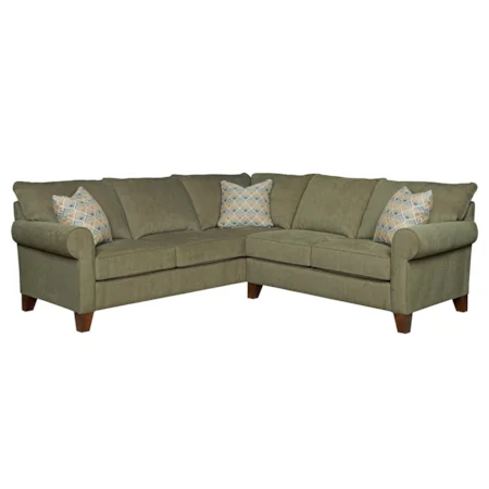 Transitional Sectional Sofa with Rolled Arms