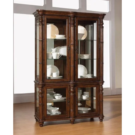 Curio China Cabinet with Glass Doors, Shelves and Mirrored Back