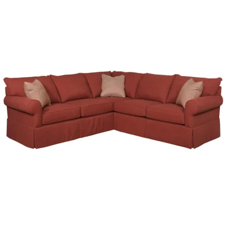 Traditional Sectional Sofa with Skirted Base and Rolled Arms