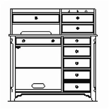 Counter Height Activity Console & Hutch w/ Pencil Tray
