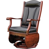 Solid Wood Swivel Glider with Nailhead Trim