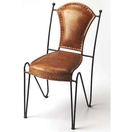 Coriander Iron & Leather Side Chair