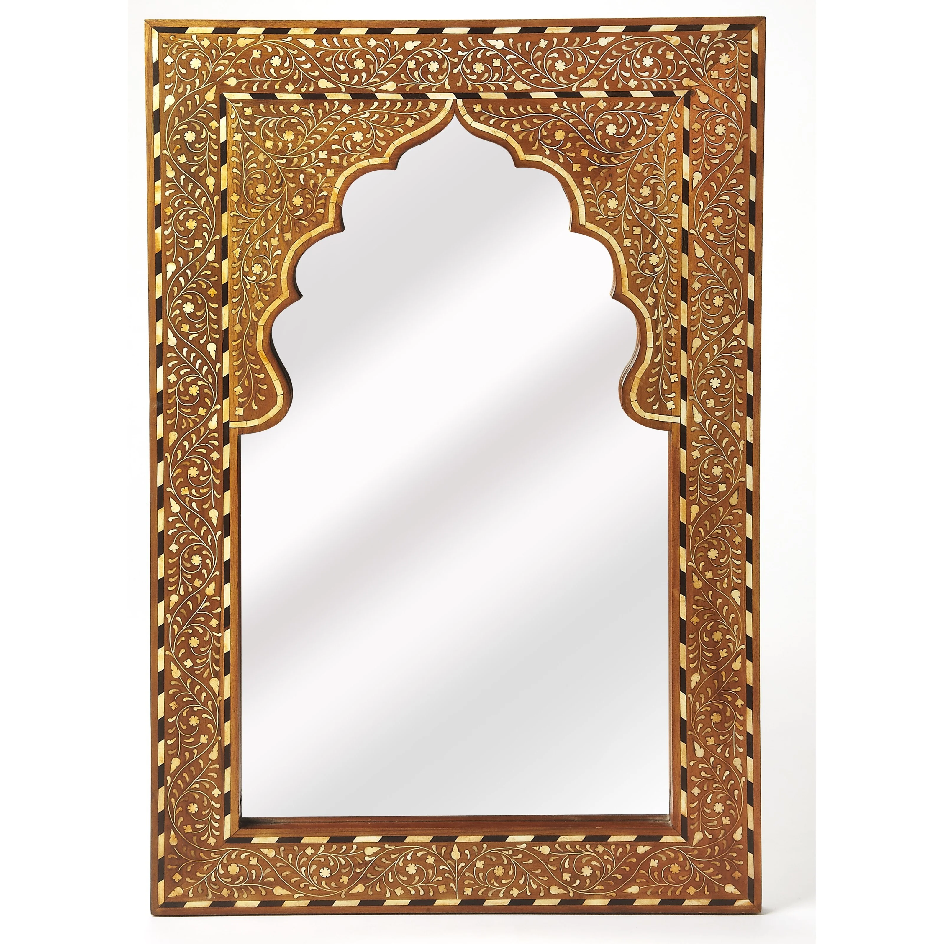 Cadre Miroir En Bois Incrusté D'os (Bone Inlay) - Dimensions 76x102 Cm - Style Art Déco - Neuf Fabriqué En Inde