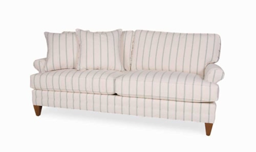 Apartment Sofa with Rolled Arms and Tapered Wood Feet