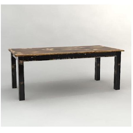 Farmhouse Two-Tone Rectangular Table with Distressed Wood Finish