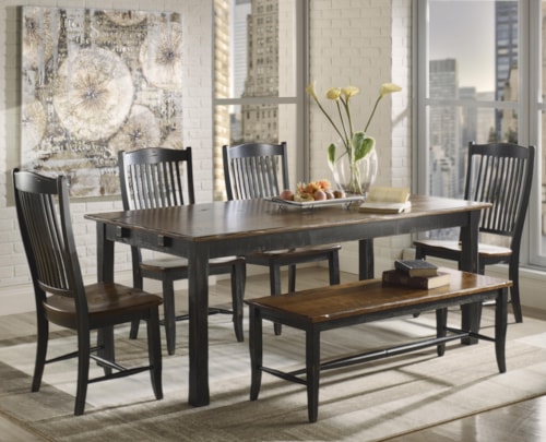 Customizable Rectangular Table Set with Bench