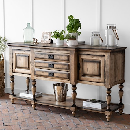 Customizable Buffet with Distressed Finish