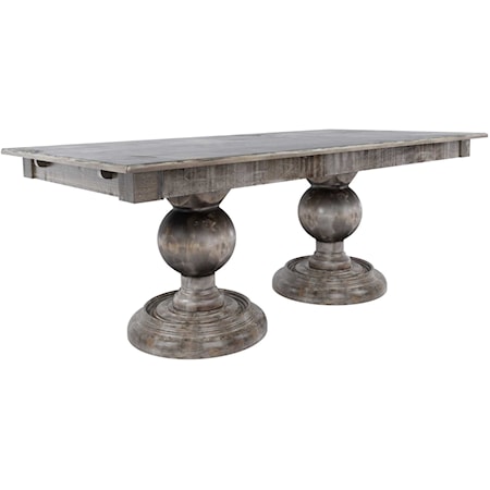 Customizable Rectangular Wood Top Table with Double Pedestals