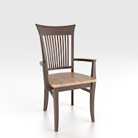 Customizable Slat Back Arm Chair with Wood Seat