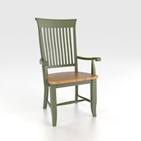 Customizable Slat Back Arm Chair - Wood Seat