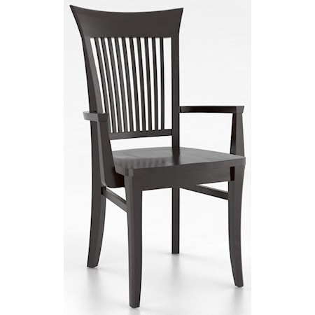 Transitional Dining Arm Chair with Slat Back