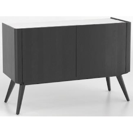 Contemporary 2-Door Buffet with Tall Legs and Frosted Glass Top