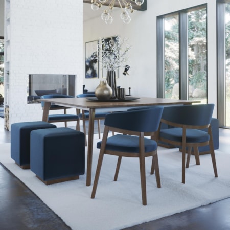 Customizable Dining Set with Cube Upholstered Benches
