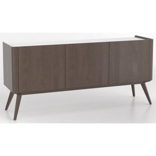 Contemporary Customizable Buffet with White Glass Top