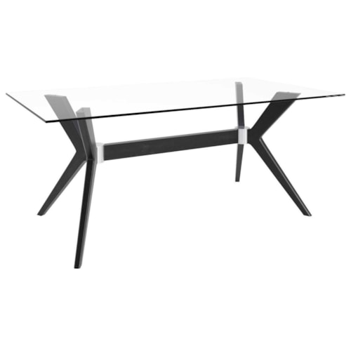Contemporary Customizable Rectangular Table with Glass Top