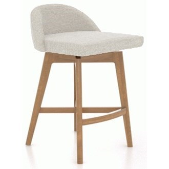 Mid-Century Modern 24" Upholstered Swivel Stool