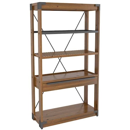 Customizable Wooden Bookcase with Metal Accent