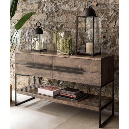 Customizable Wooden Buffet With Metal Legs