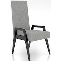 Retro Customizable Dining Arm Chair With Upholstered Seat