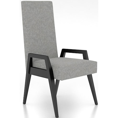 Retro Customizable Dining Arm Chair With Upholstered Seat