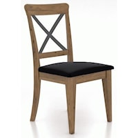 Industrial Dining Side Chair With Upholstered Seat