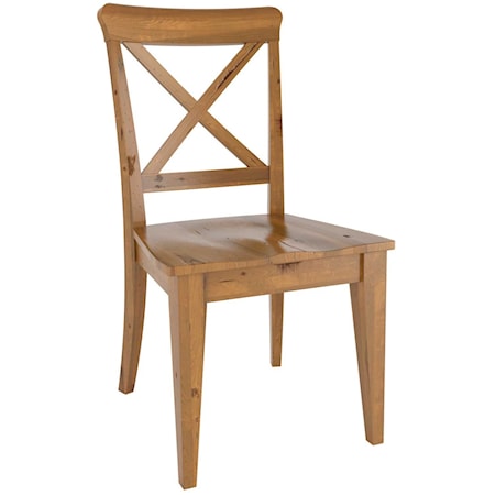 Industrial Dining Side Chair with Wooden X-Back