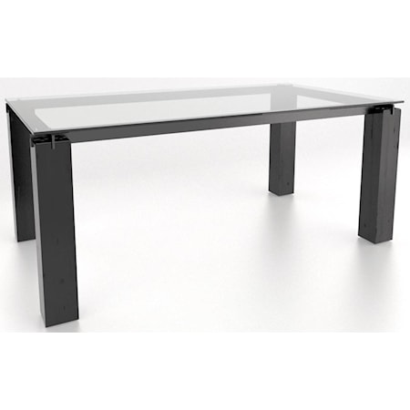 Industrial Customizable Dining Table With Glass Top