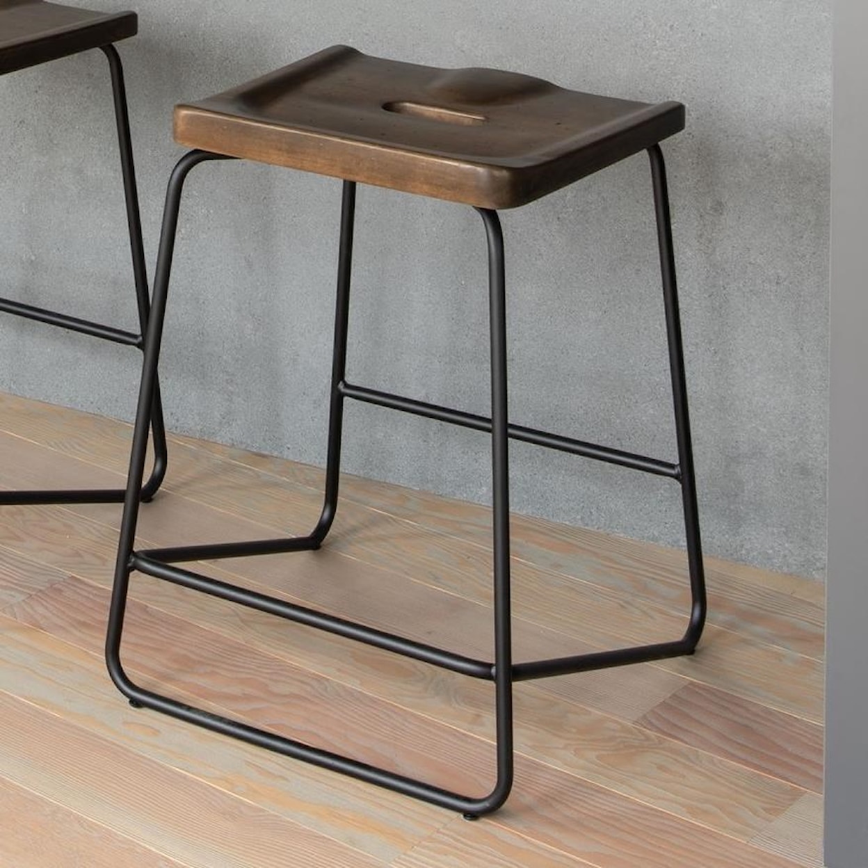 Canadel East Side Customizable Wood/Metal Saddle Stool