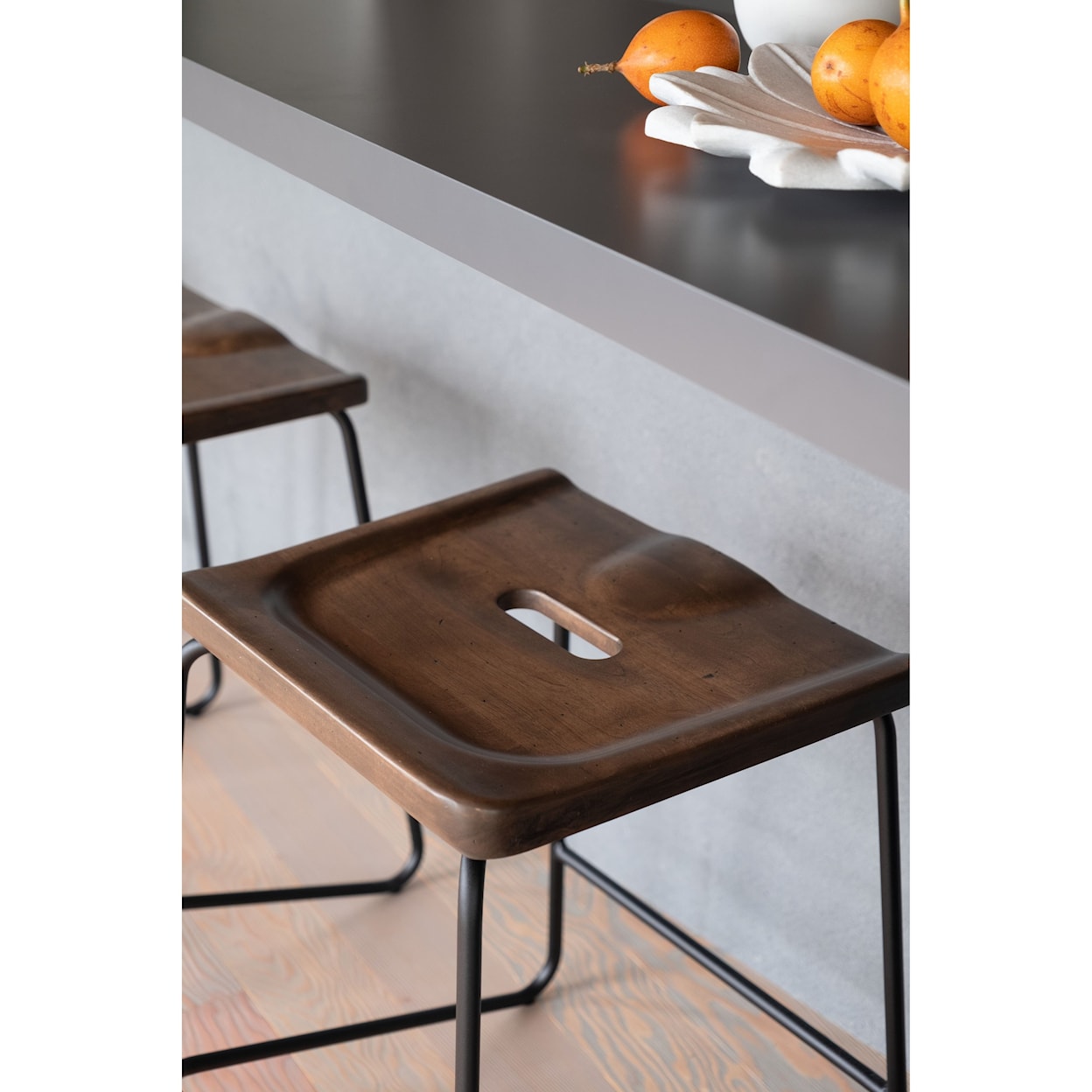 Canadel East Side Customizable Wood/Metal Saddle Stool