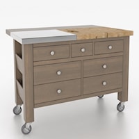 Transitional Customizable Kitchen Island with Removable Butcher Block and Wheels