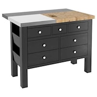 Customizable Kitchen Island with Removable Butcher Block/Stainless Steel Top
