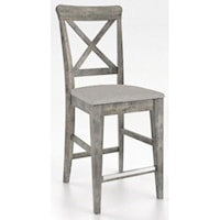 Farmhouse Customizable 24" Fixed Upholstered Stool with Antique Finish