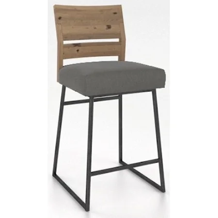 Customizable Metal/Wood Stool with Upholstered Seat
