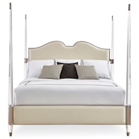 The Post is Clear King Upholstered Bed with Acrylic Posts