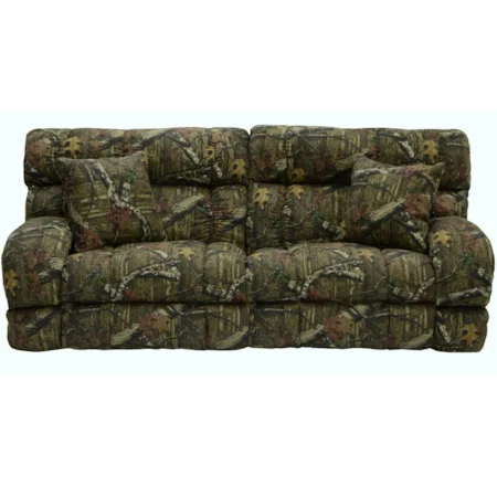 Casual Lay Flat Power Reclining Sofa with 2 Throw Pillows