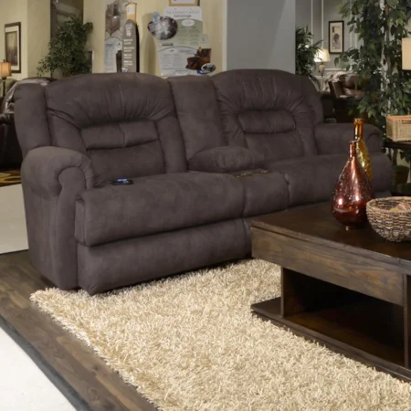 Extra Tall Reclining Loveseat with Storage Console and Cupholders