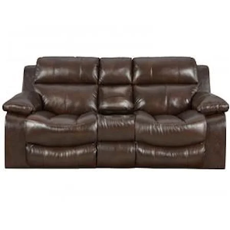 Power Leather Console Reclining Loveseat