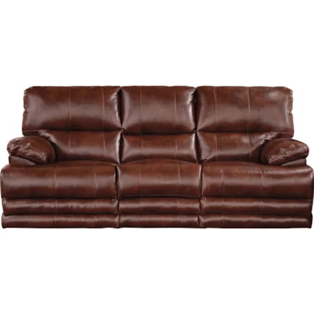 Casual Power Lay Flat Reclining Sofa with Built-In Storage