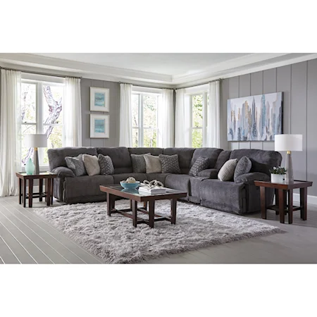 Power Reclining Sectional with Cup Holders and Storage Console