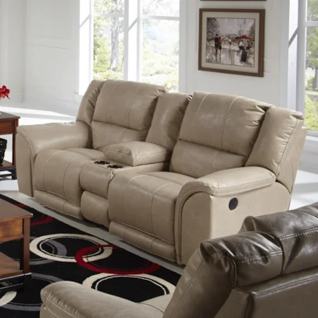 Power Lay Flat Reclining Console Loveseat with Dual USB Port