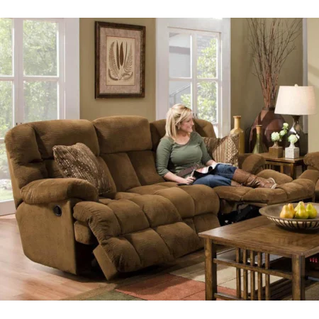 "Power" "Lay Flat" Reclining Sofa with Casual Style