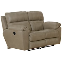 Leather Match Power Lay Flat Reclining Loveseat